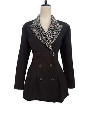 The Nanny inspired Vintage La Belle Double Breasted Blazer with Leopard Print Co